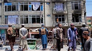 I danni al tempio Sikh, nel mirino dell'attentato. (Kabul, 18.6.2022)