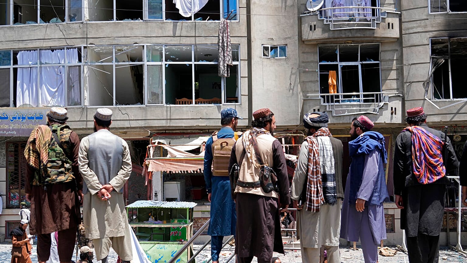 Lieu de l'explosion près d'un temple sikh pris pour cible à Kaboul, le 18 juin 2022, Afghanistan