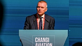 Willie Walsh, directeur de l'Association du transport aérien international (Iata), lors de sommet consacré au transport aérien organisé à Singapour, le 17 mai 2022