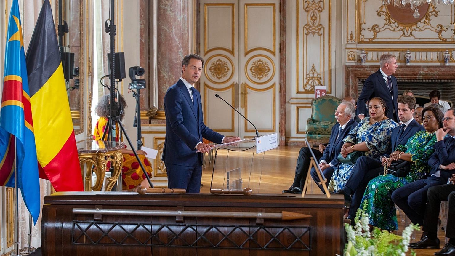 Le Premier ministre Belge, Alexander De Croo, lors de la cérémonie de restitution de la dent de Patrice Lumumba, organisée à Bruxelles, le 20 juin 2022