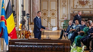 Le Premier ministre Belge, Alexander De Croo, lors de la cérémonie de restitution de la dent de Patrice Lumumba, organisée à Bruxelles, le 20 juin 2022
