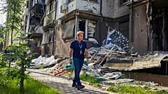 El actor estadounidense Ben Stiller visita la capital de Ucrania