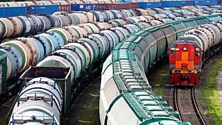 Trains de fret en gare à Kaliningrad, le 21 juin 2022
