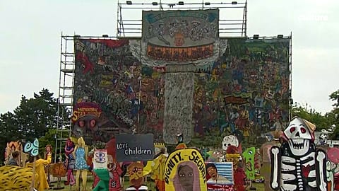 Photo shows 'People's Justice (2001)' by the Indonesian artist collective Taring Padi