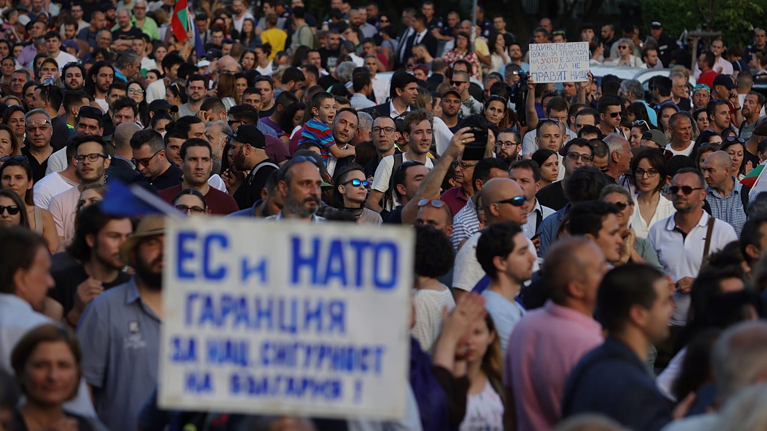 Проправительственные демонстранты в Софии