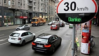 Cars driving in Berlin, Germany.