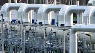 Gas-Pipelines der Nord Stream 2 in Lubmin, Norddeutschland. 15. Februar 2022