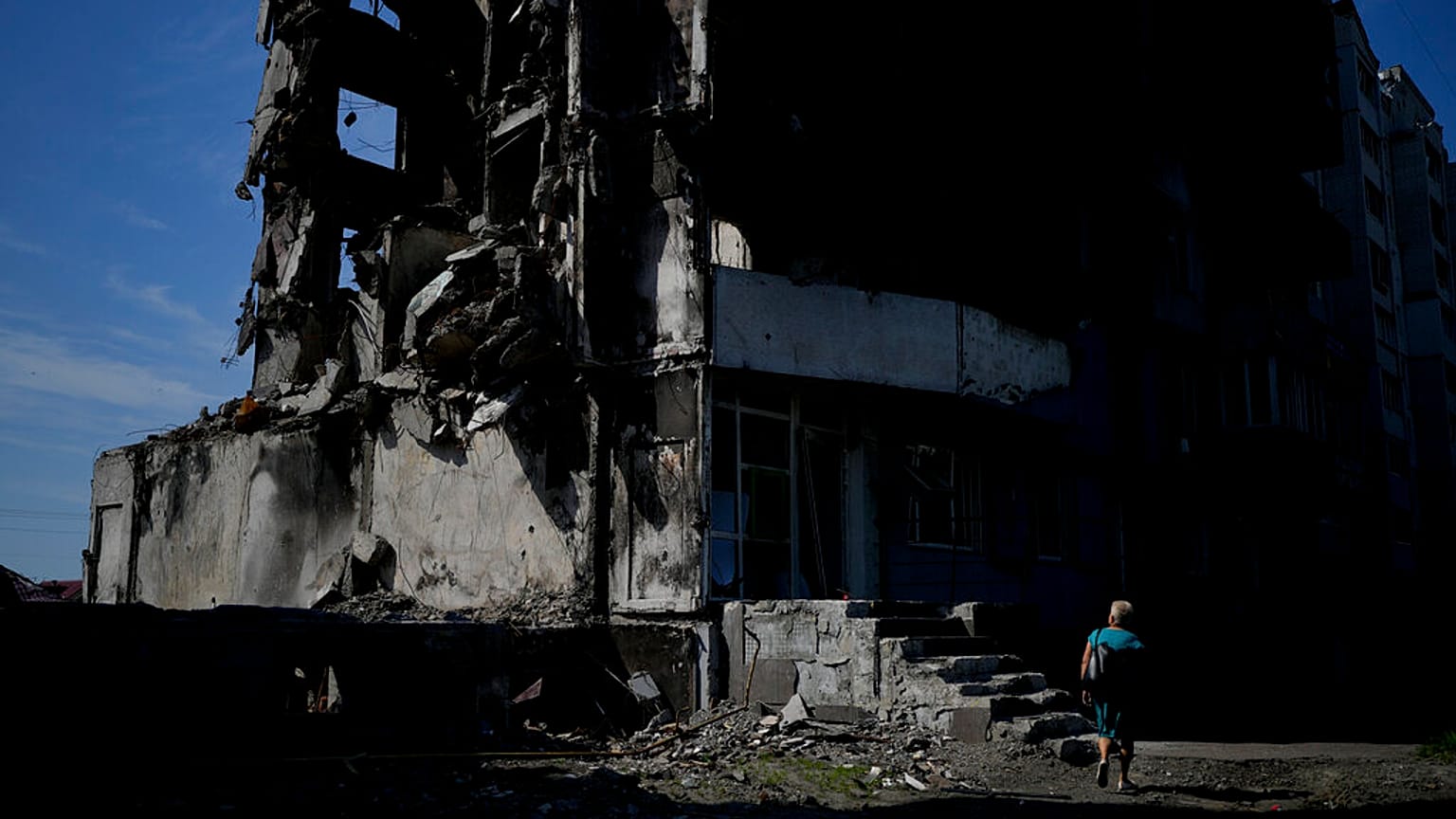 Ein zerstörtes Gebäude in Borodyanka, nahe der ukrainischen Hauptstadt Kiew. 