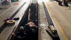 Firefighters rescued a horse, that fell into a six-foot truck-washing pit.