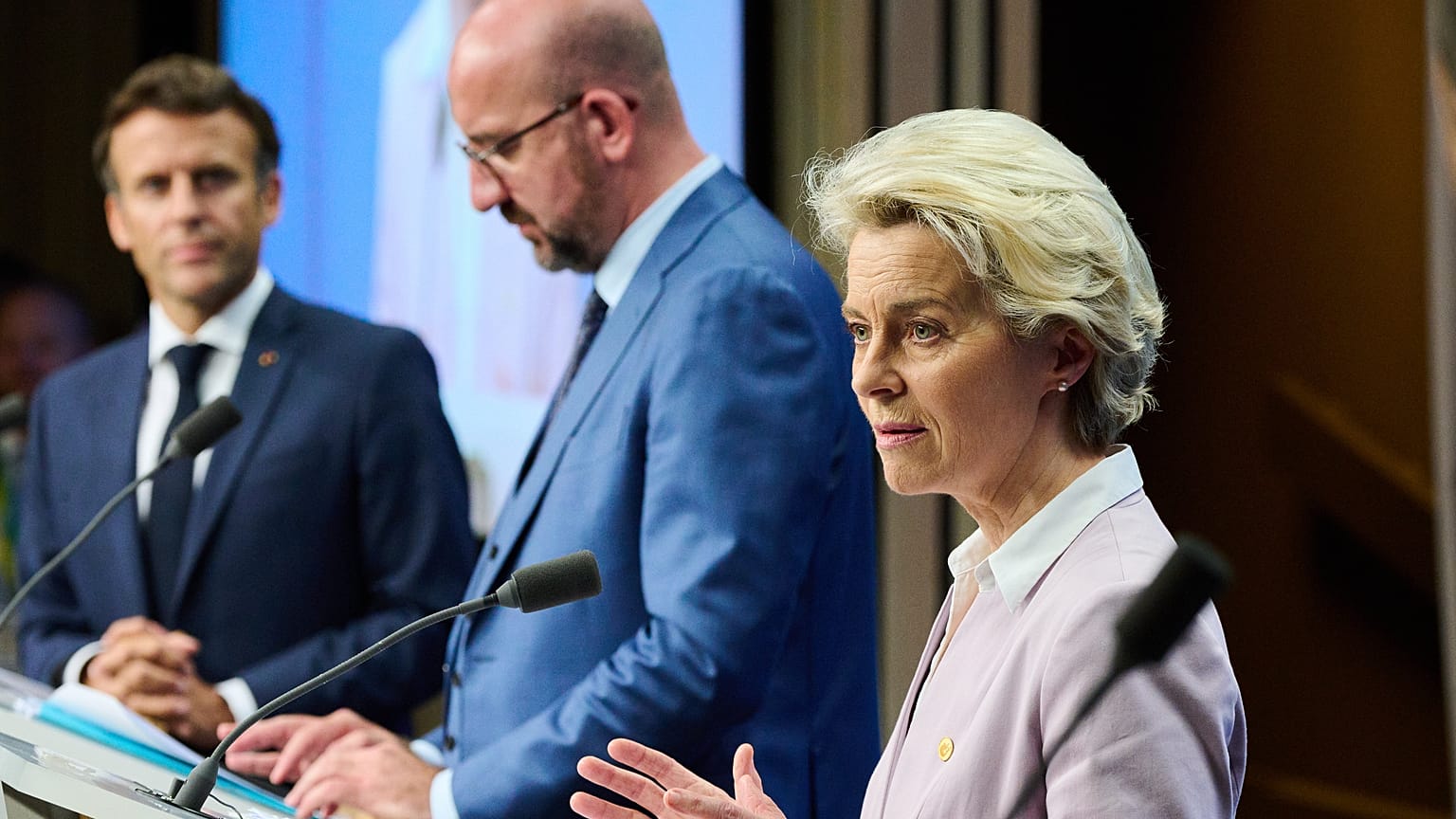 Ursula von der Leyen said she would present a plan to reduce gas demand in July.