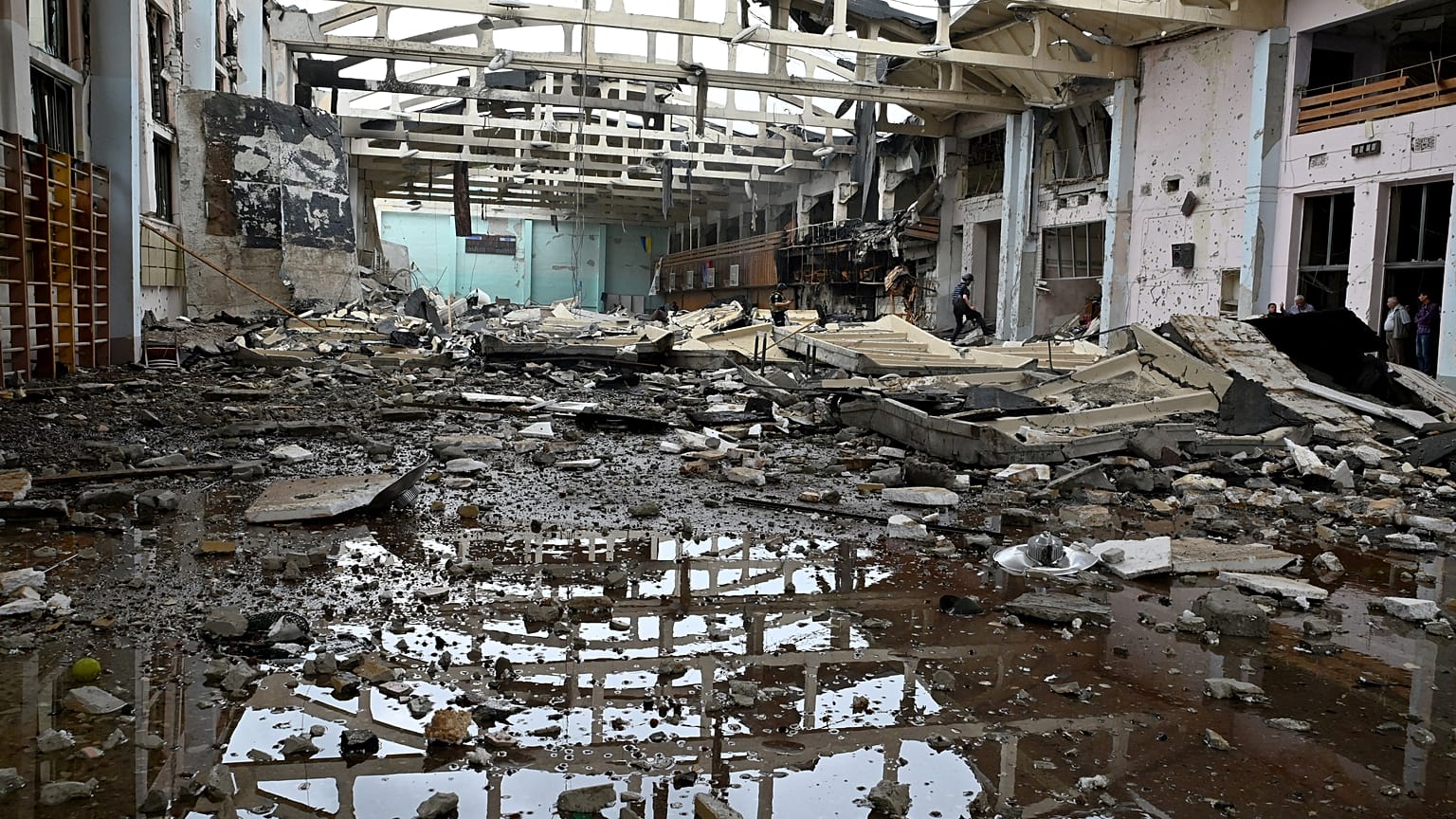 National Technical University after it was hit by a missile in Kharkiv