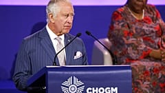 Prince Charles delivers his message during the opening ceremony of the Commonwealth Heads of Government Meeting.