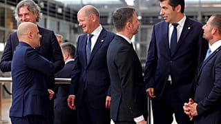  Slovenia's Prime Minister Robert Golob, North Macedonia's Prime Minister Dimitar Kovacevski, German Chancellor Olaf Scholz, Slovakia's Prime Minister Eduard Heger, Bulgaria's