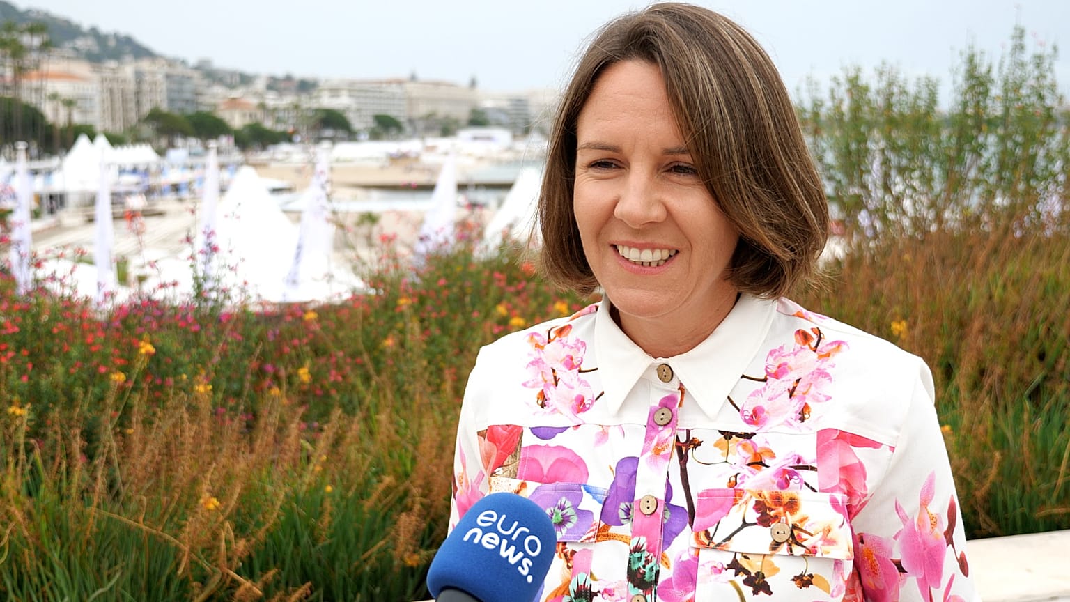 Xenia Olajosova, global head of integrated media at dermatology company, Galderma speaks at Cannes Lions 2022