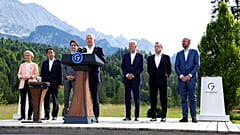 la prima giornata del G7 Vertice dei leader al castello bavarese di Schloss Elmau, vicino a Garmisch-Partenkirchen, in Germania, domenica 26 giugno 2022