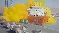 Austretendes Chlorgas nach einem Unfall mit einem Chlorgas-Behälter, 27.06.2022