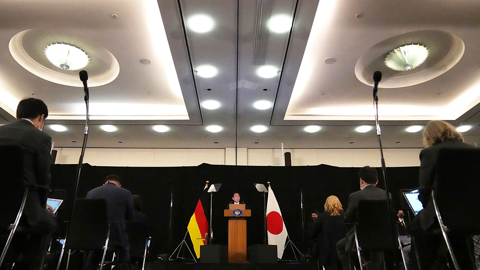 Japan's Prime Minister Fumio Kishida addresses a media conference during the G7 summit in Munich, Germany, on Tuesday, June 28, 2022