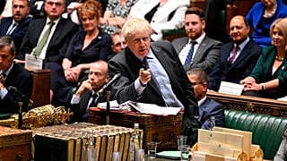 British Prime Minister Boris Johnson speaks during Prime Minister's Questions in the House of Commons, London, Wednesday, June 15, 2022.