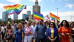 Warsaw mayor Rafal Trzaskowski and European Commissioner for Equality Hanna Dalli take part in the 'Warsaw and Kyiv Pride' marching for freedom in Warsaw, Poland, 25 June 2022