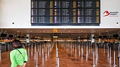 Abflughalle Flughafen Brüssel während des landesweiten Streiks am 20. Juni 2022. 
