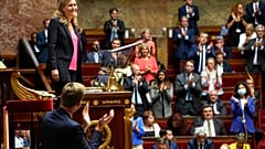 La nouvelle présidente de l'Assemblée nationale au Perchoir, Yael-Braun Pivet, le 28 juin 2022, Paris