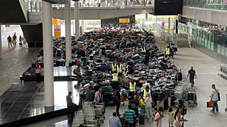 After a luggage system failure, piles of unclaimed baggage at Heathrow airport have begun to smell. 