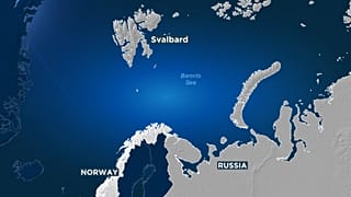A map showing the location of Svalbard
