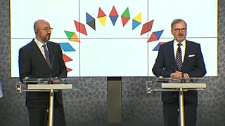 Charles Michel és Petr Fiala Prágában