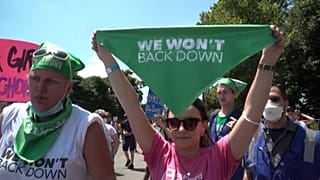 Abortion rights activists protest outside the Supreme Court