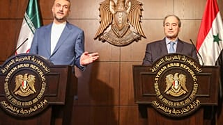 İran Dışişleri Bakanı Abdullahiyan (solda) ile Suriye Dışişleri Bakanı Faysal Mekdad