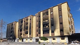 مقر البرلمان الليبي في طبرق بعد احتراقه