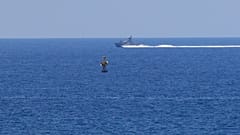 FILE - An Israeli Navy vessel patrols in the Mediterranean Sea