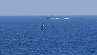 FILE - An Israeli Navy vessel patrols in the Mediterranean Sea