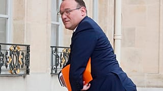 Damien Abad arrives at the Elysee Palace for a cabinet meeting in Paris in May.