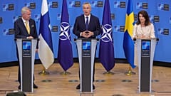 Pekka Haavisto finn külügyminiszter, Jens Stoltenberg NATO-főtitkár és Ann Linde svéd külügyminiszter
