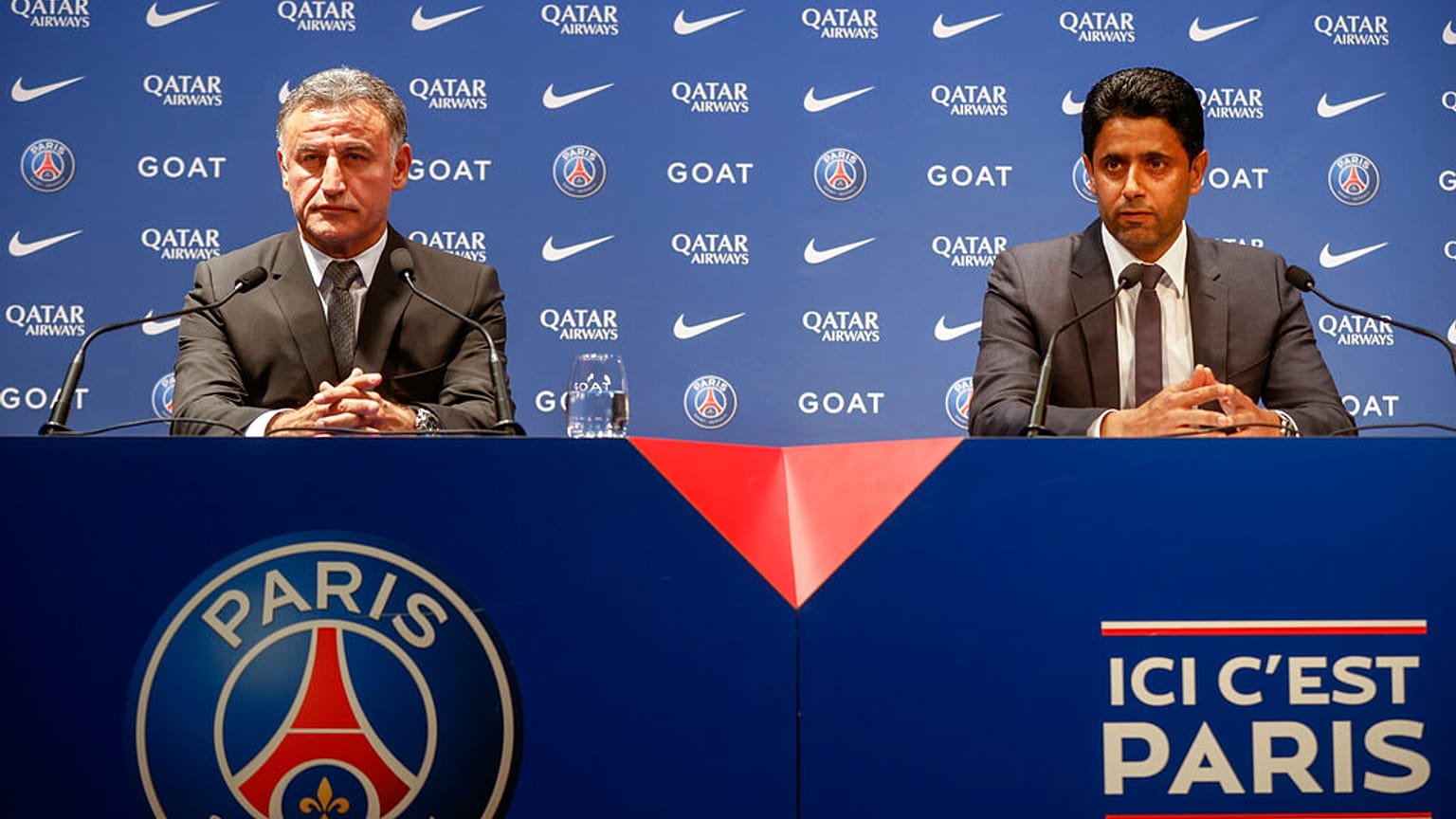 Christophe Galtier e Nasser al-Khelaifi. (Parigi, 5.7.2022)