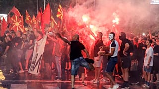 Észak-macedón tüntetők