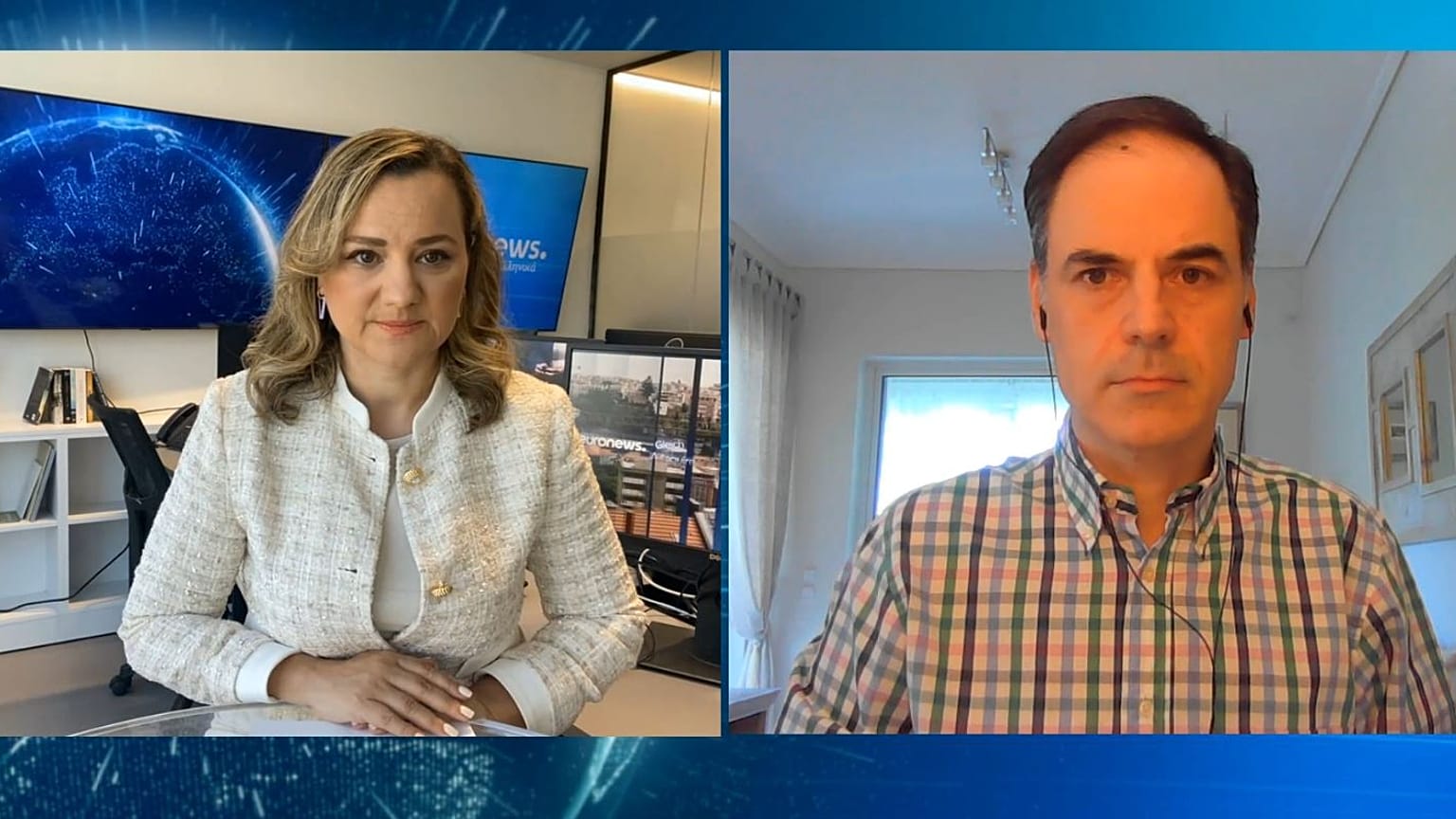 Η δημοσιογράφος του euronews, Φαίη Δουλγκέρη, και ο αναπληρωτής καθηγητής, Νικόλαος Τζιφάκης