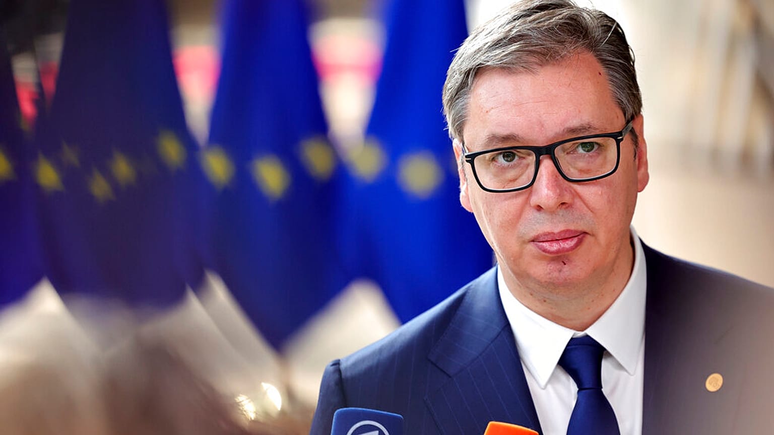 A szerb elnök, Alekszandar Vucsics Brüsszelben