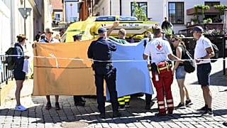 Police and rescue services attended to the female victim after the stabbing incident in Visby.