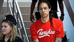 Brittney Griner was escorted to a courtroom for a hearing in Khimki, just outside Moscow.