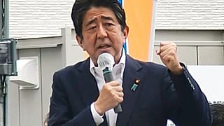 In this image from a video, Japan’s former Prime Minister Shinzo Abe makes a campaign speech in Nara, western Japan shortly before he was shot Friday, July 8, 2022.