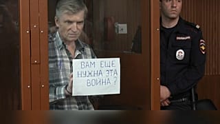 Московский муниципальный депутат Алексей Горинов на слушаниях по делу о фейках про российскую армию. 8 июля 2022 г. 