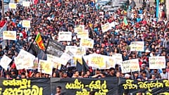 Manifestación en Colombo, Sri Lanka