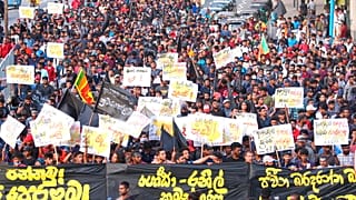 Manifestación en Colombo, Sri Lanka