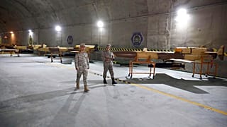 Iranian Army Chief of the General visiting an underground drone base tunnel