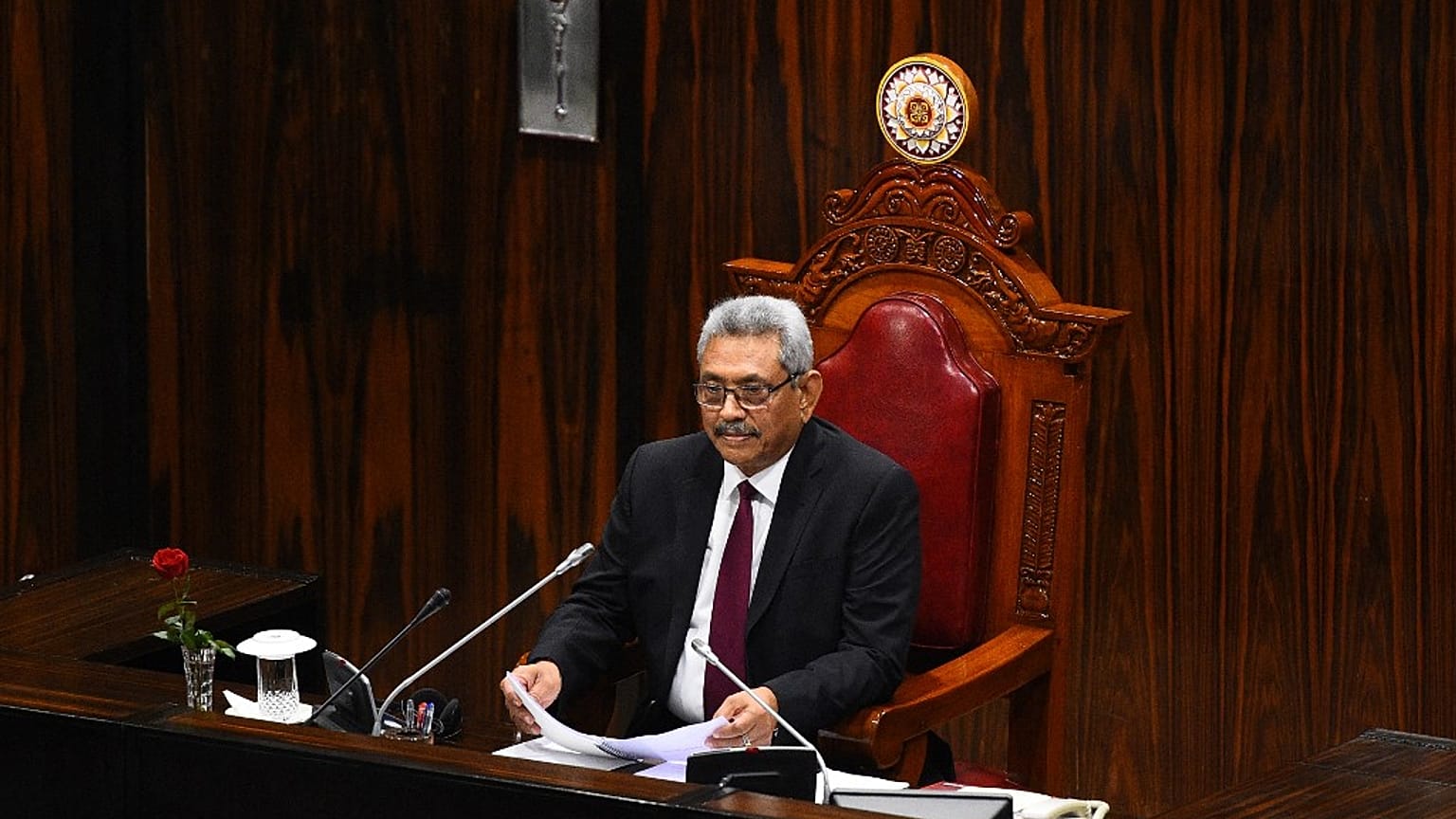 Le président Rajapaska s'adressant au Parlement sri lankais, le 3 janvier 2020 (ARCHIVES)