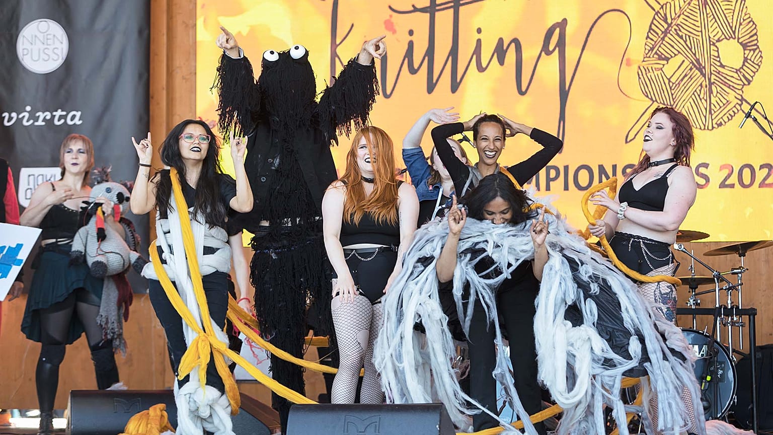 Photo - String Thing of the UK beat the competition to win the Heavy Metal Knitting World Championships (Irma Lehikoinen)