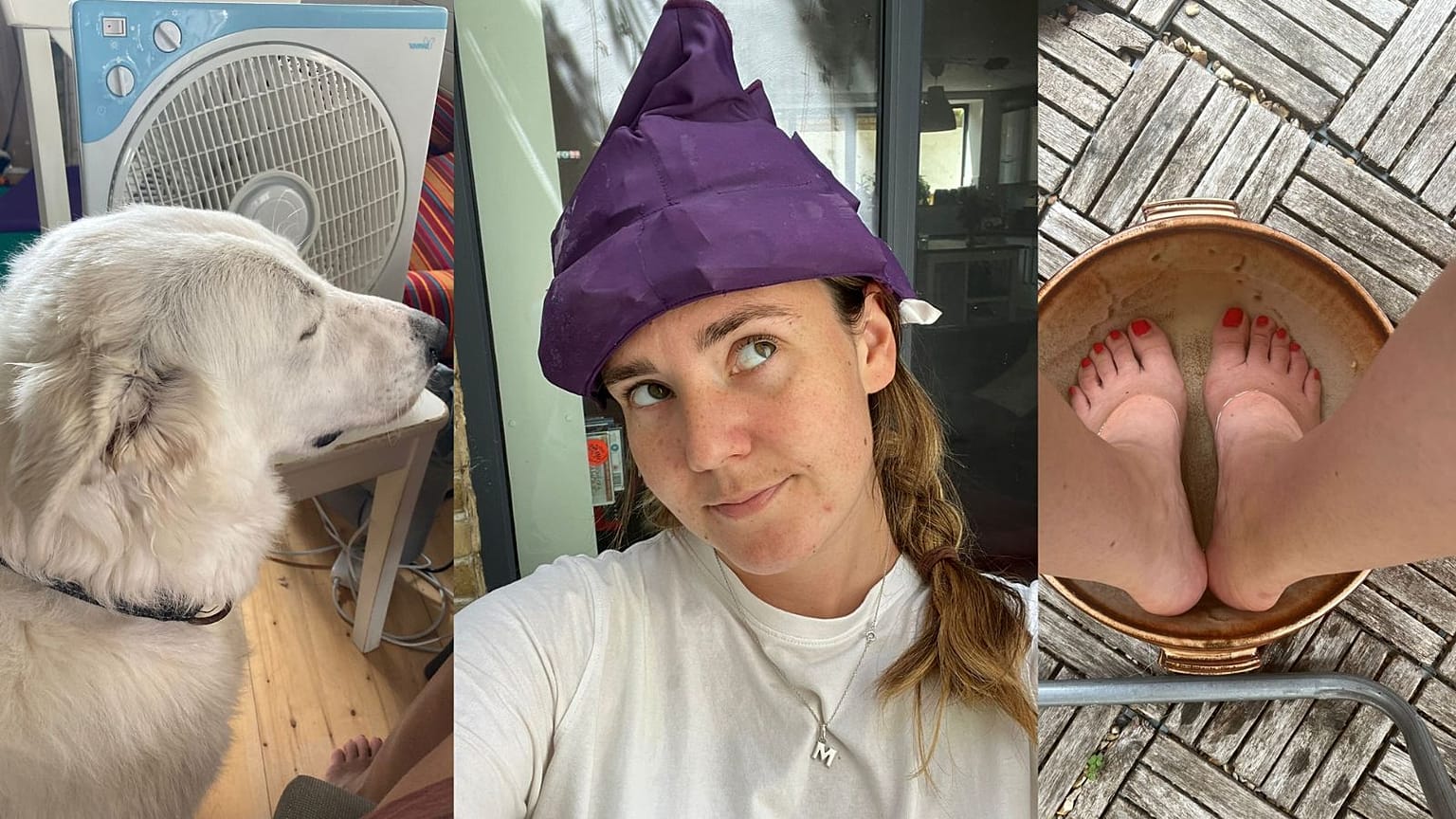 Fans, ice packs and icy foot baths are all your friends in a heatwave.