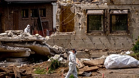 Una casa dañada por las inundaciones del año pasado, que ahora está demolida en el pueblo de Ahrbrueck en el valle de Ahrtal, Alemania, el 6 de julio de 2022. 